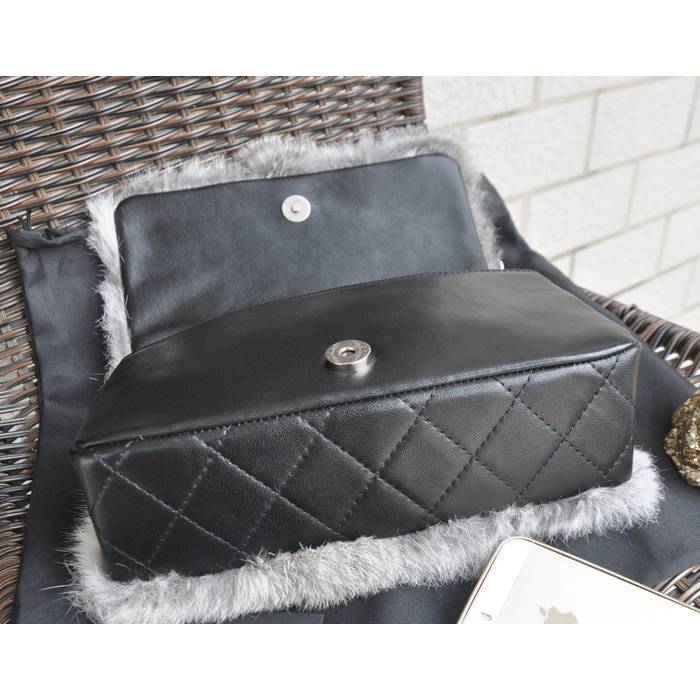 2015 Chanel Cony Hair Flap Bag A92522 Gray