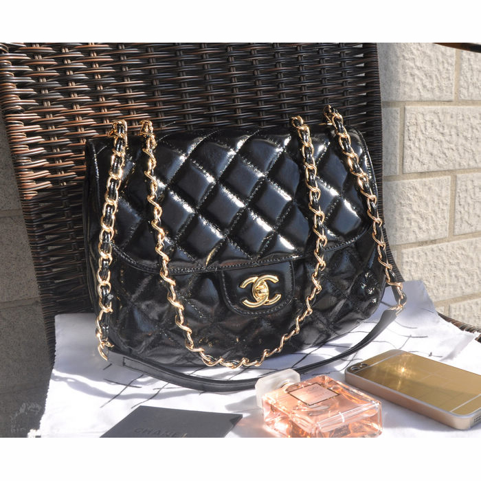 2015 Chanel Flap Bag Iridescent Leather A94758 Black