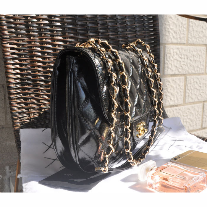 2015 Chanel Flap Bag Iridescent Leather A94758 Black