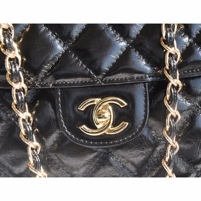 2015 Chanel Flap Bag Iridescent Leather A94758 Black