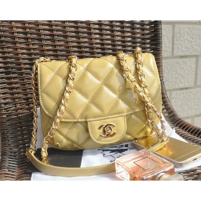 2015 Chanel Flap Bag Iridescent Leather A94759 Apricot