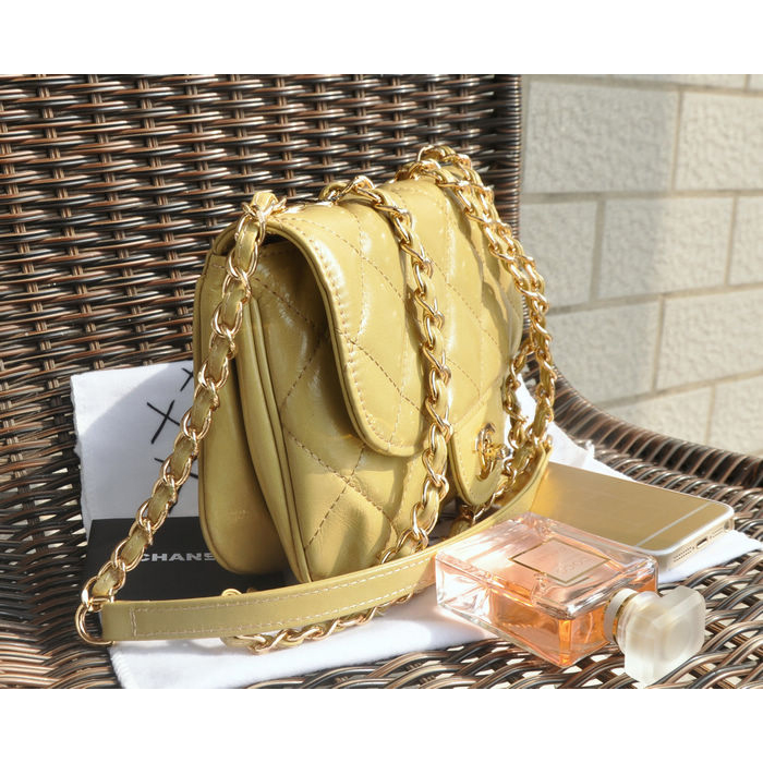 2015 Chanel Flap Bag Iridescent Leather A94759 Apricot