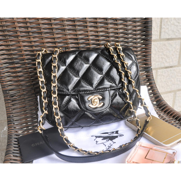 2015 Chanel Flap Bag Iridescent Leather A94759 Black