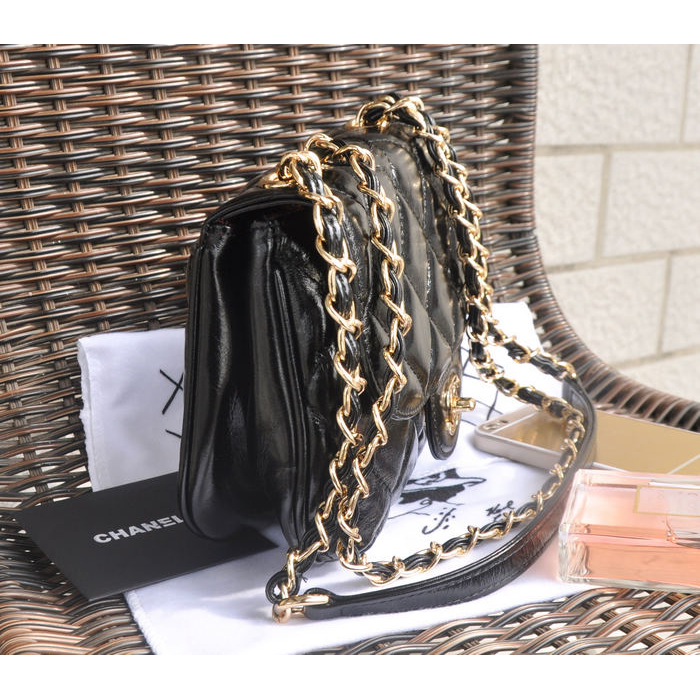 2015 Chanel Flap Bag Iridescent Leather A94759 Black