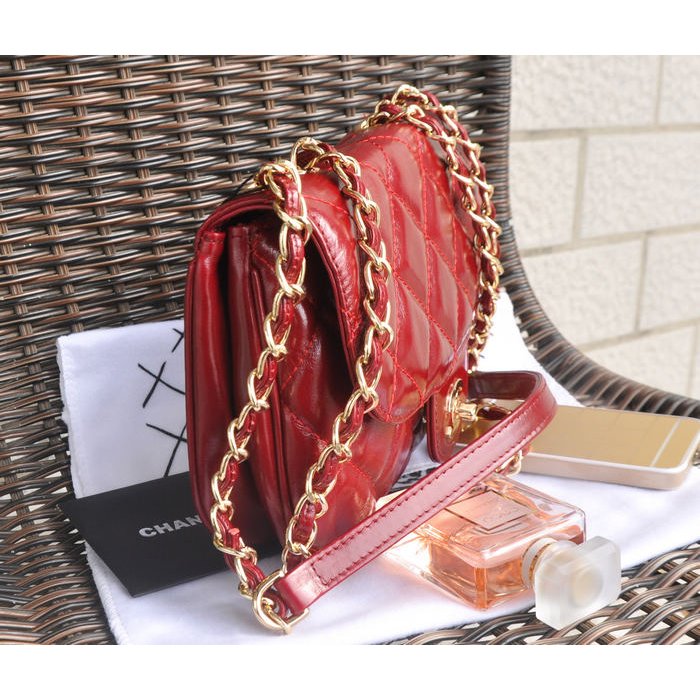 2015 Chanel Flap Bag Iridescent Leather A94759 Burgundy