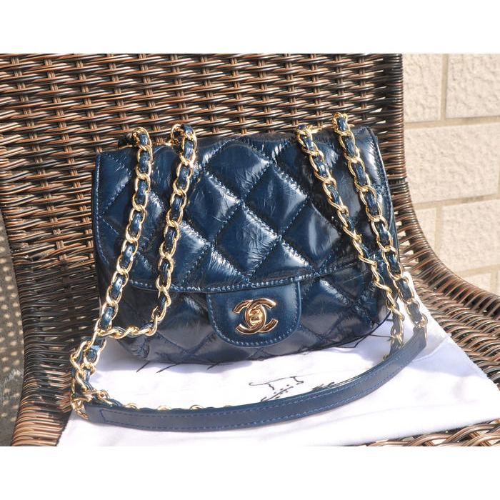 2015 Chanel Flap Bag Iridescent Leather A94759 Royalblue