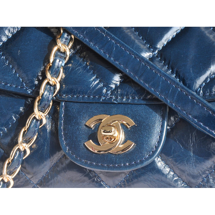 2015 Chanel Flap Bag Iridescent Leather A94759 Royalblue