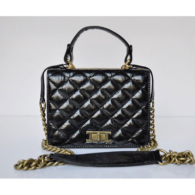 2015 Chanel Iridescent Leather A69049 Shoulder Bag Black