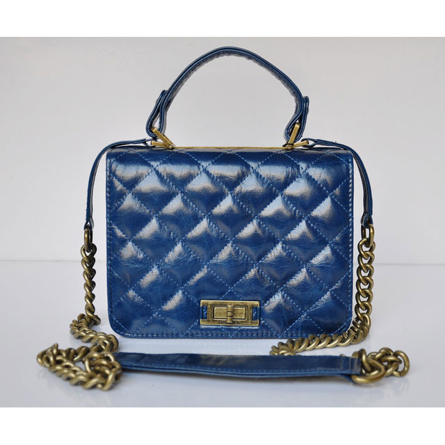 2015 Chanel Iridescent Leather A69049 Shoulder Bag Blue