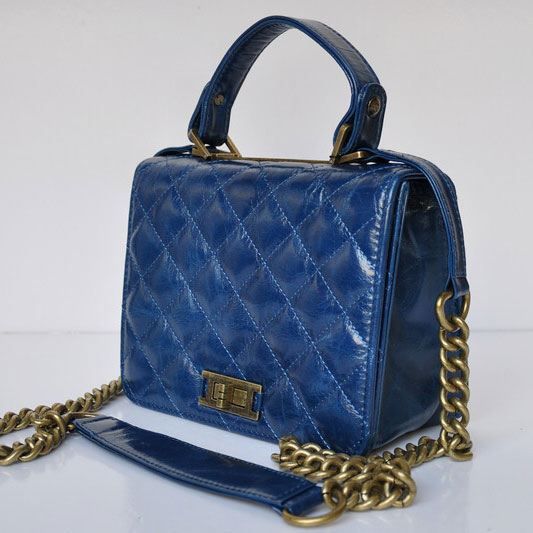 2015 Chanel Iridescent Leather A69049 Shoulder Bag Blue