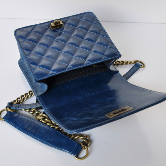 2015 Chanel Iridescent Leather A69049 Shoulder Bag Blue