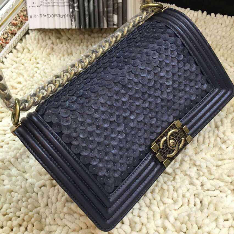 2015 Chanel LEY Boy Flap Shoulder Bag Black Original Leather A67086