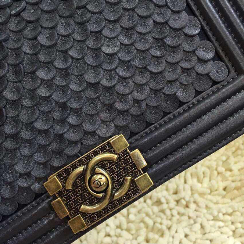 2015 Chanel LEY Boy Flap Shoulder Bag Black Original Leather A67086