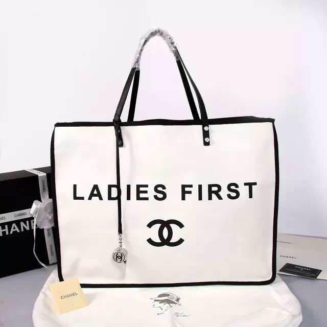 2015 Chanel Ladies First Tote Shopping Bag A93681 White