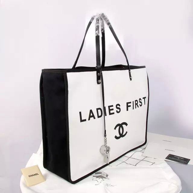 2015 Chanel Ladies First Tote Shopping Bag A93681 White