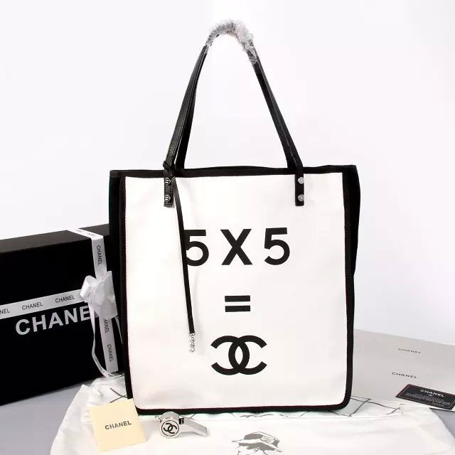 2015 Chanel Ladies First Tote Shopping Bag A93682 White