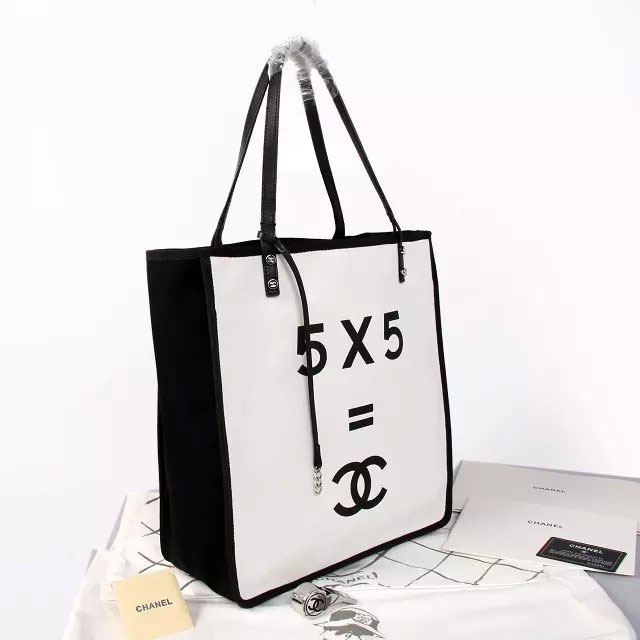 2015 Chanel Ladies First Tote Shopping Bag A93682 White