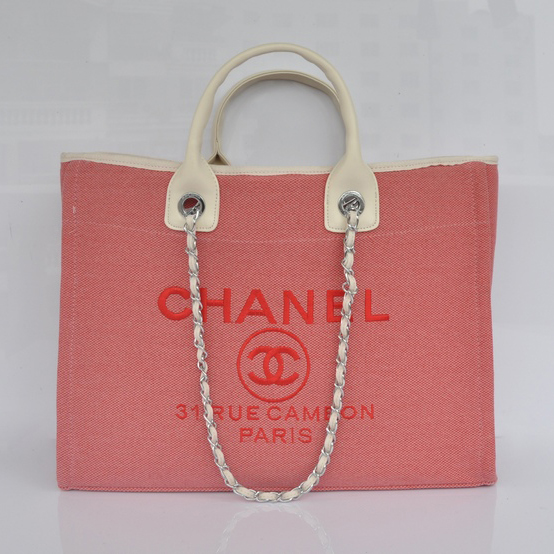 2015 Chanel Large Canvas Tote Shopper Bag A68046 Pink