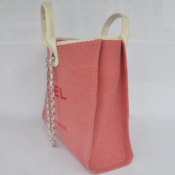 2015 Chanel Large Canvas Tote Shopper Bag A68046 Pink