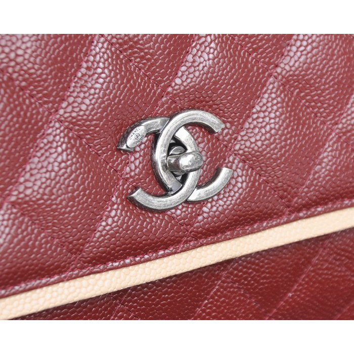 2015 Chanel Large Caviar Leather Messenger Bag A30456 Burgundy