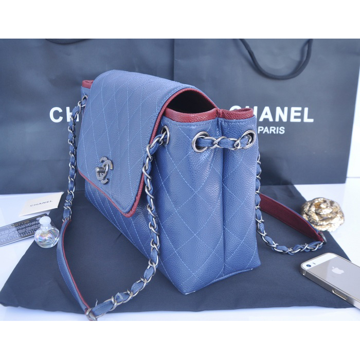 2015 Chanel Large Caviar Leather Messenger Bag A30456 Royal