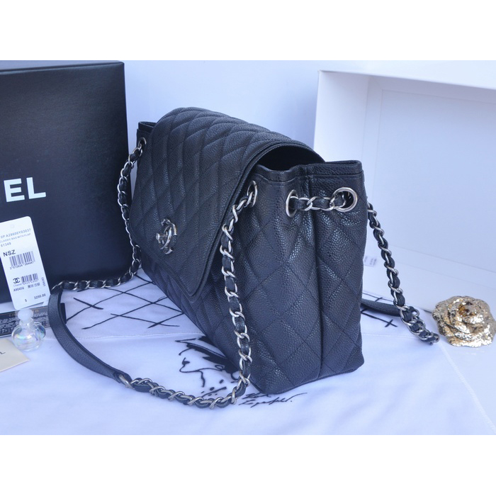 2015 Chanel Large Original Caviar Leather Messenger Bag A90456 Black