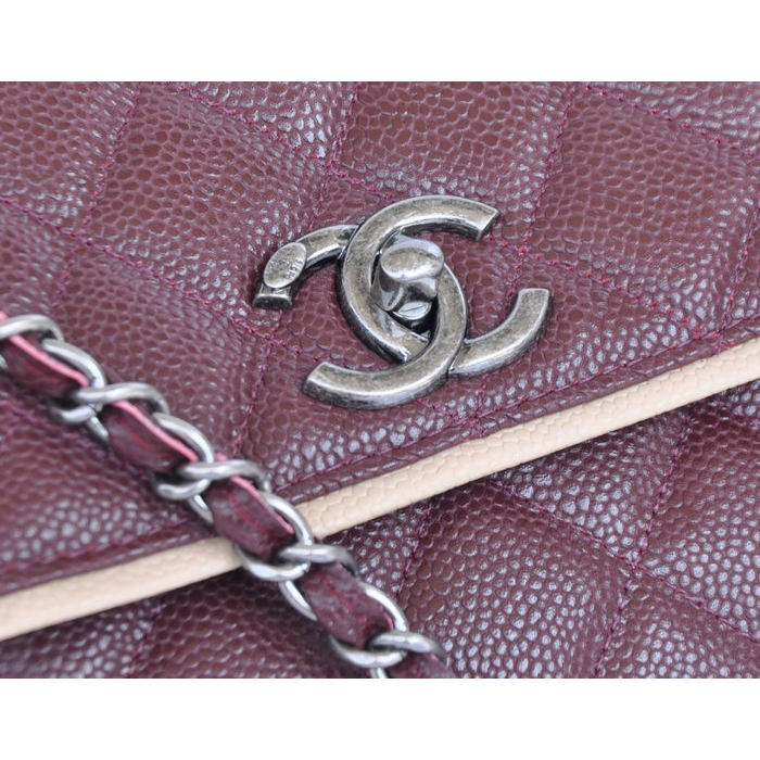 2015 Chanel Large Original Caviar Leather Messenger Bag A90456 Burgundy