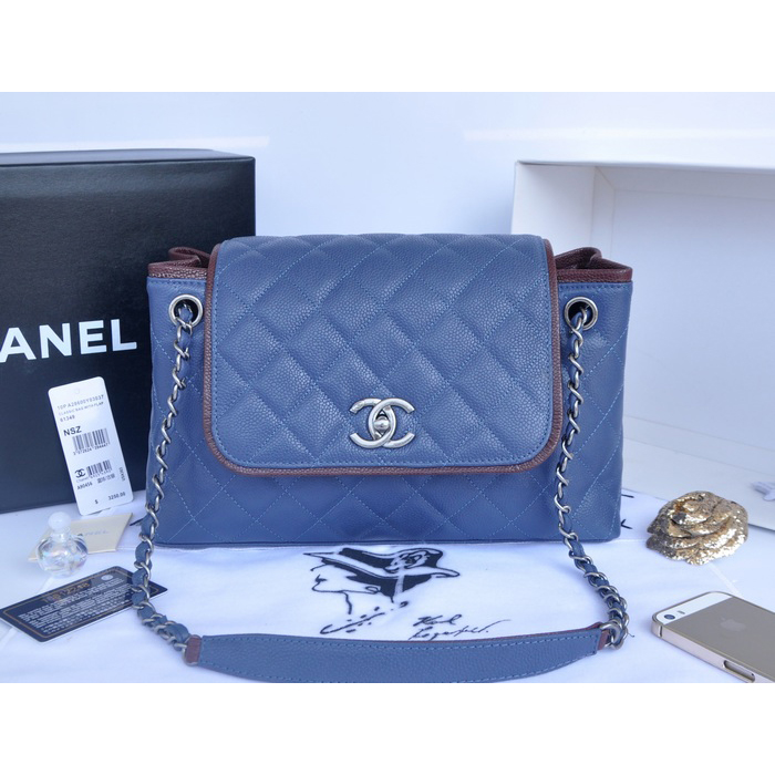 2015 Chanel Large Original Caviar Leather Messenger Bag A90456 Royalblue