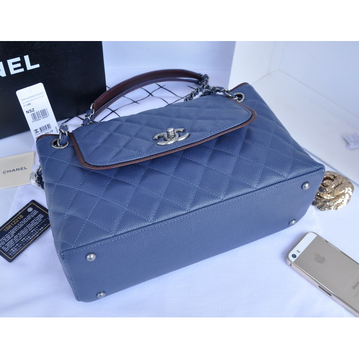 2015 Chanel Large Original Caviar Leather Messenger Bag A90456 Royalblue