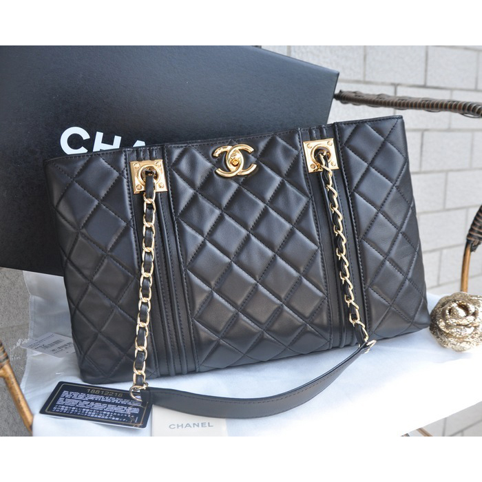 2015 Chanel Large Shopping Bag Original Lambskin A90428 Black