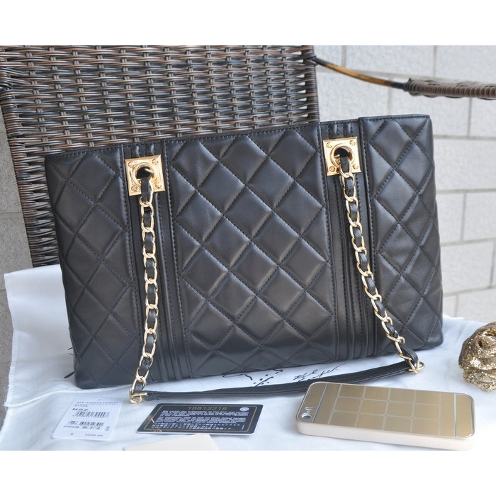 2015 Chanel Large Shopping Bag Original Lambskin A90428 Black