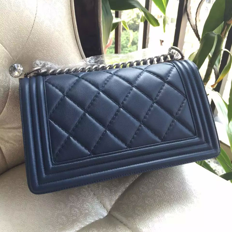 2015 Chanel Le Boy Flap Shoulder Bag Original Leather A92105 in Blue