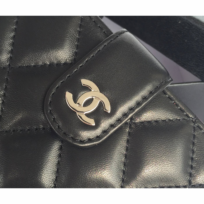 2015 Chanel Matelasse Bi-Fold Wallet Black Original Sheepskin A48667 Silver