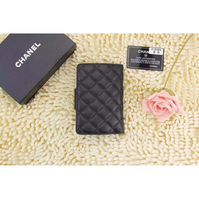 2015 Chanel Matelasse Bi-Fold Wallet Calfskin Leather A219006 Black