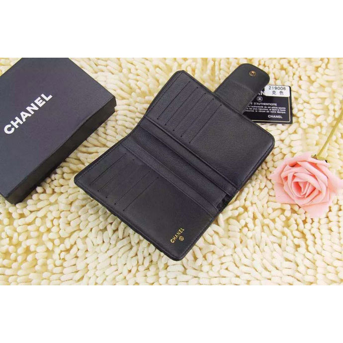 2015 Chanel Matelasse Bi-Fold Wallet Calfskin Leather A219006 Black