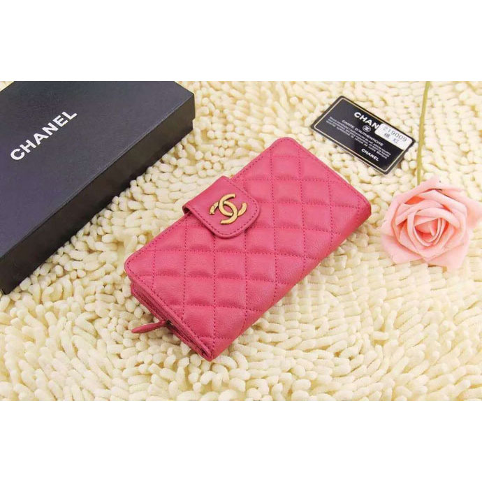 2015 Chanel Matelasse Bi-Fold Wallet Calfskin Leather A219009 Rose