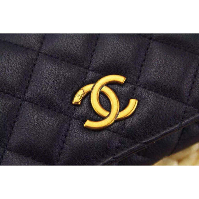 2015 Chanel Matelasse Bi-Fold Wallet Original Leather A219002 Black