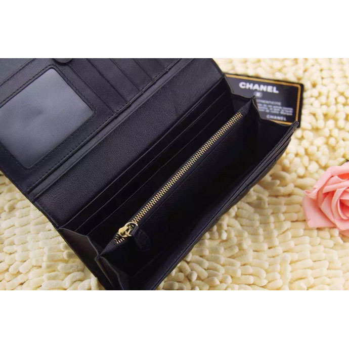 2015 Chanel Matelasse Bi-Fold Wallet Original Leather A219002 Black