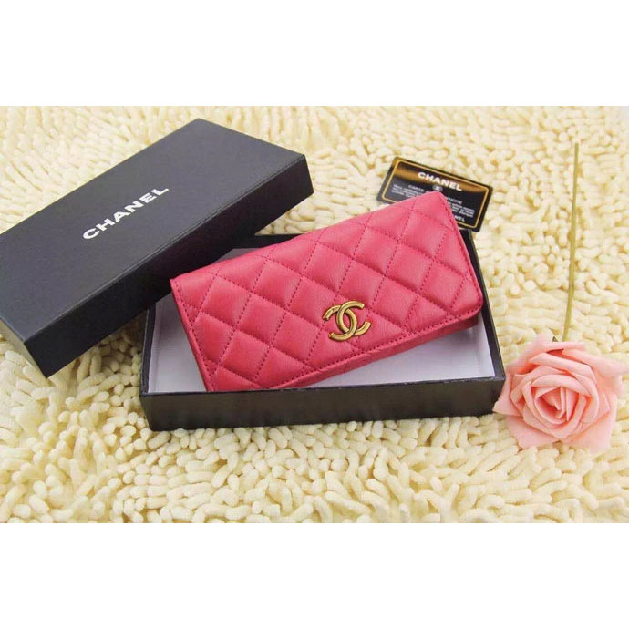 2015 Chanel Matelasse Bi-Fold Wallet Original Leather A219002 Rose