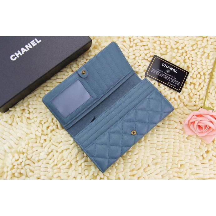 2015 Chanel Matelasse Bi-Fold Wallet Original Leather A219002 SkyBlue