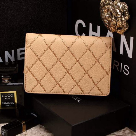 2015 Chanel Matelasse Bi-Fold Wallet Original Leather A9558 Apricot