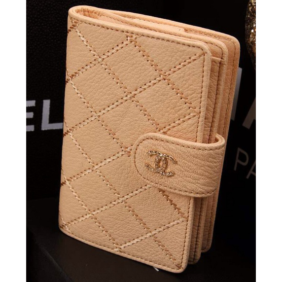 2015 Chanel Matelasse Bi-Fold Wallet Original Leather A9558 Apricot