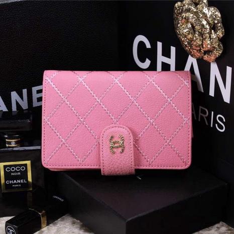 2015 Chanel Matelasse Bi-Fold Wallet Original Leather A9558 Pink