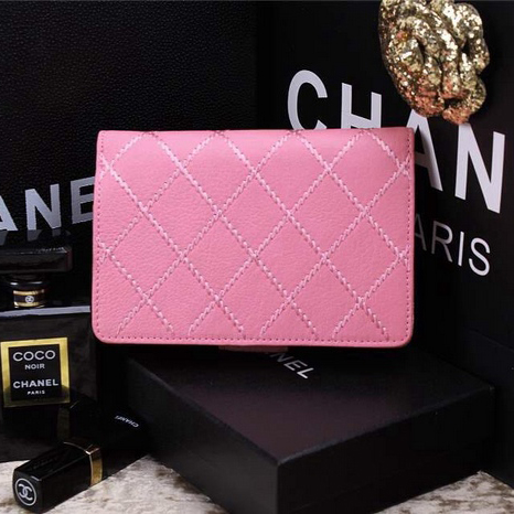 2015 Chanel Matelasse Bi-Fold Wallet Original Leather A9558 Pink