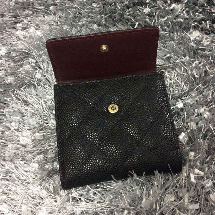 2015 Chanel Matelasse Tri-Fold Wallet Caviar Leather A48980 Black