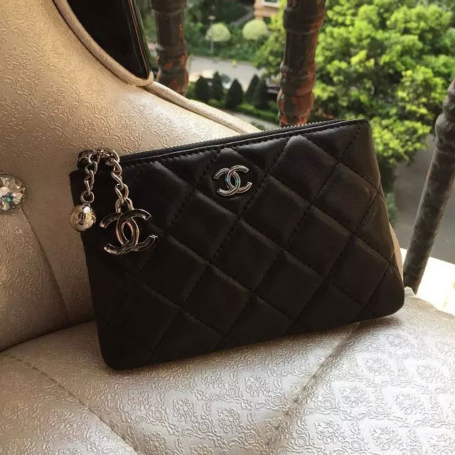 2015 Chanel Matelasse Zip Around Wallet Original Leather A31514 Black