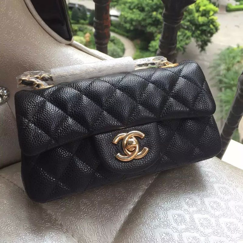 2015 Chanel Mini Flap Bag Original Caviar Leather A34008 Black