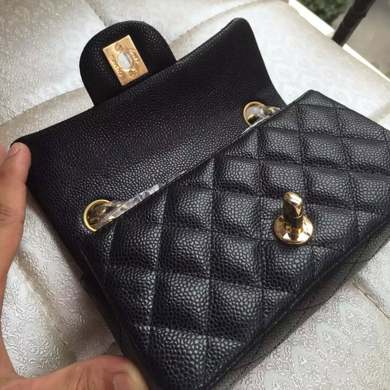 2015 Chanel Mini Flap Bag Original Caviar Leather A34008 Black