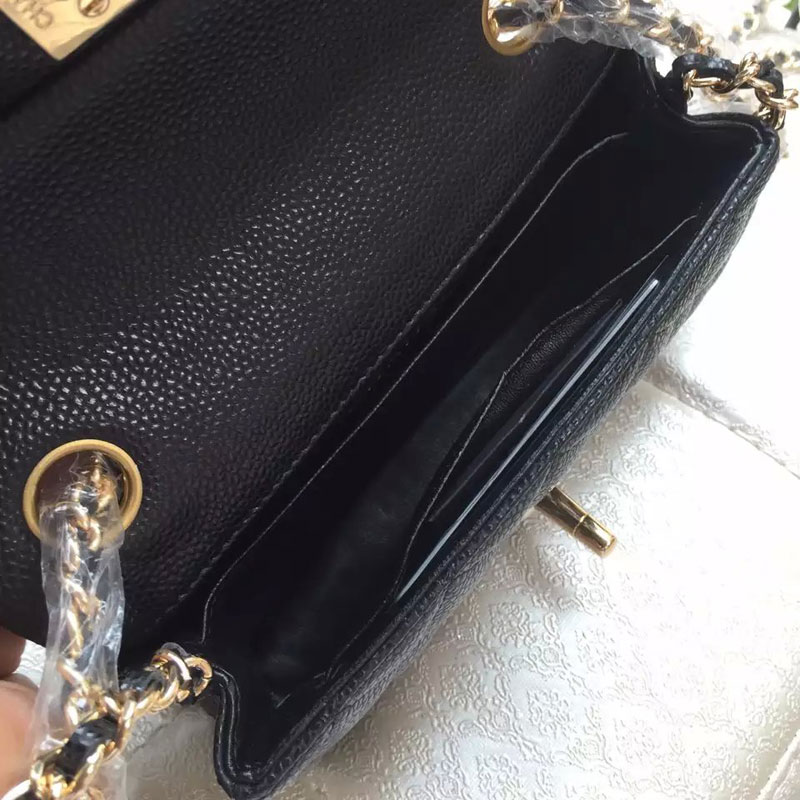 2015 Chanel Mini Flap Bag Original Caviar Leather A34008 Black