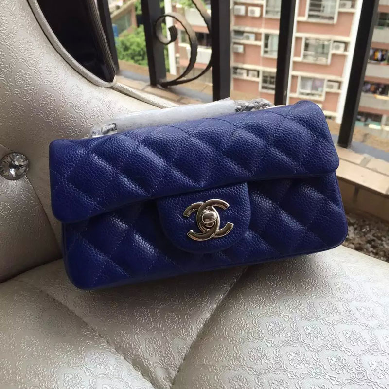 2015 Chanel Mini Flap Bag Original Caviar Leather A34008 Blue